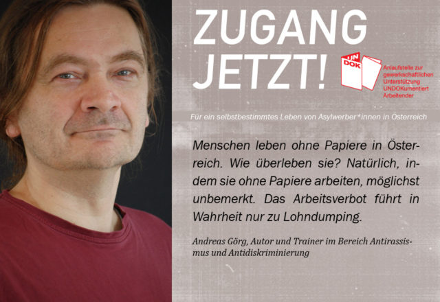 UNDOK-Kampagne ZUGANG JETZT! Andreas Görg, Autor und Trainer im Bereich Antirassismus und Antidiskriminierung