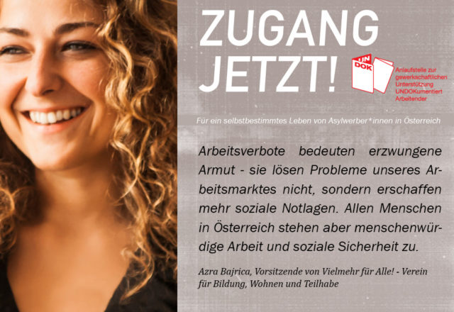 UNDOK-Kampagne ZUGANG JETZT! Azra Bajrica, Vorsitzende von Vielmehr für Alle! - Verein für Bildung, Wohnen und Teilhabe