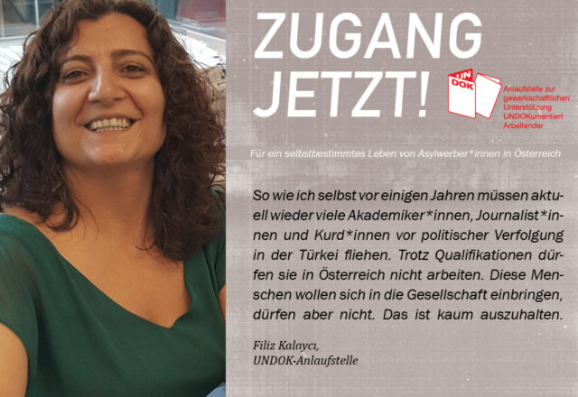 UNDOK-Kampagne ZUGANG JETZT! Filiz Kalayci, UNDOK-Anlaufstelle