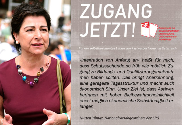 UNDOK-Kampagne ZUGANG JETZT! Nurten Yılmaz, Nationalratsabgeordnete der SPÖ