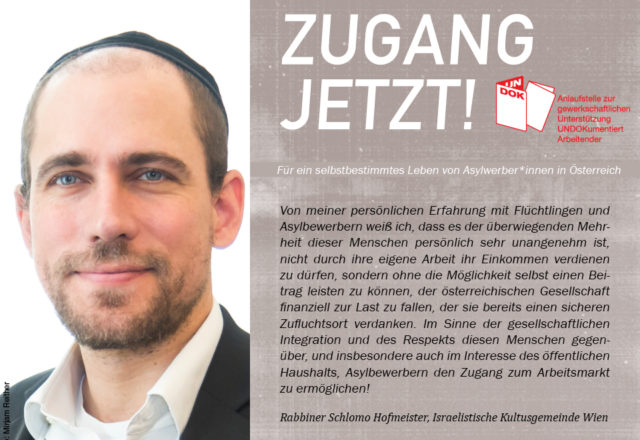 UNDOK-Kampagne ZUGANG JETZT! Rabbiner Schlomo Hofmeister, Israelitische Kultusgemeinde Wien